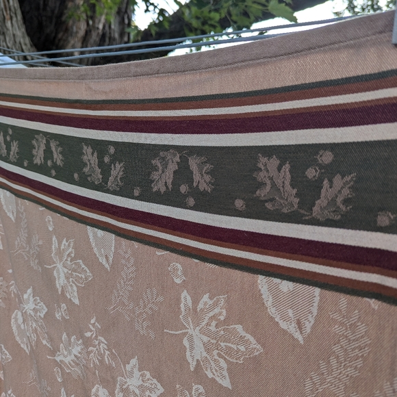 Jacquard weave leaves tablecloth fall autumn set with 6 napkins vintage - Picture 3 of 9